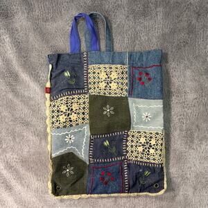 Y2k Hot Kiss Denim Patchwork Denim Tote